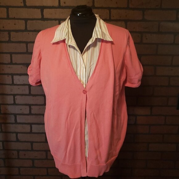 Lane Bryant Mixed Media Short Sleeve Top - Picture 1 of 7